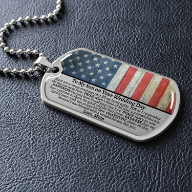 Son Wedding (Love Mom) Dog Tag Necklace - Love You This Much